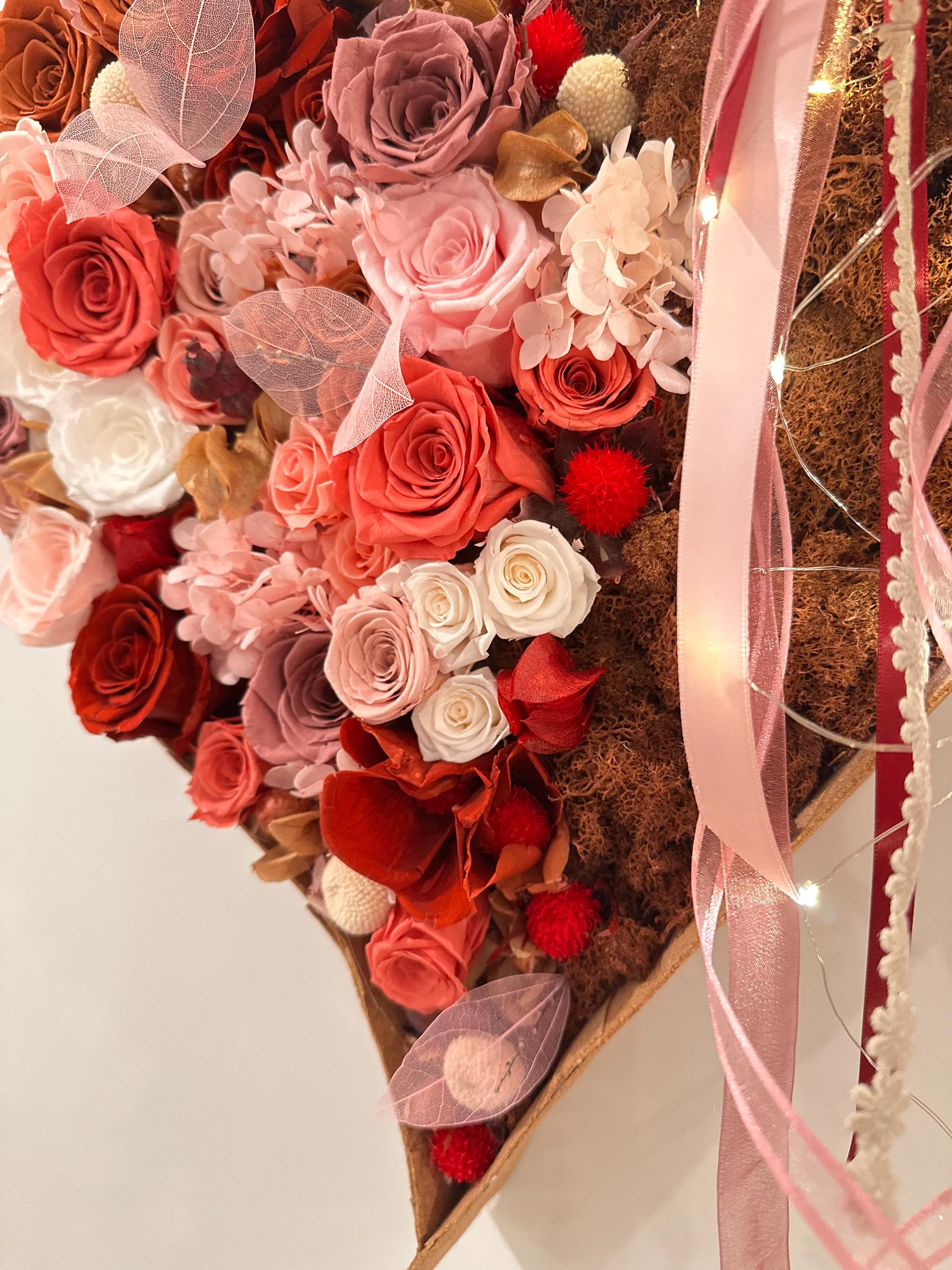 Preserved Rose Heart Wall Decor – Handmade Floral Heart