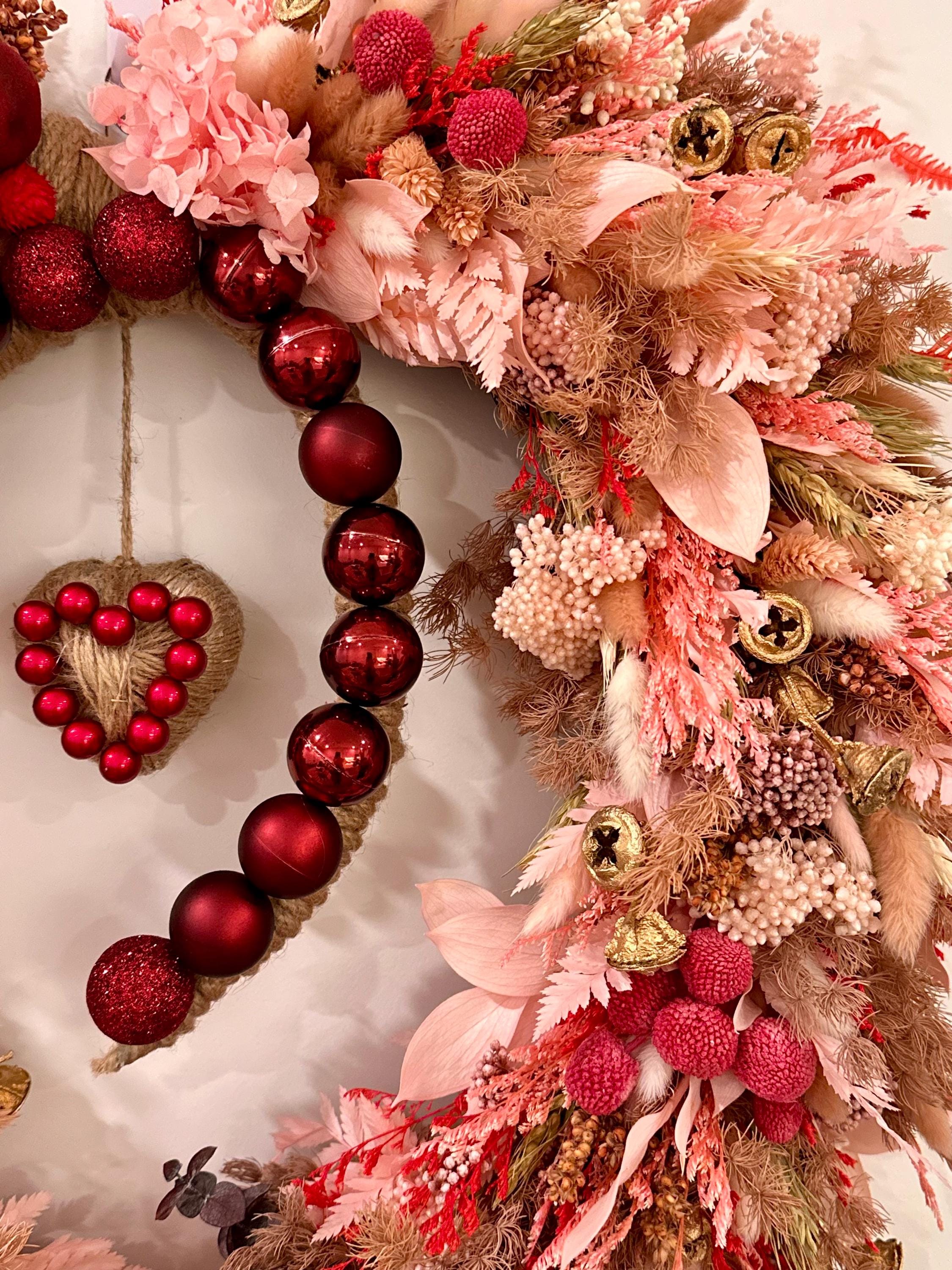 Blush Red Botanical Wreath – Handmade Front Door and Wall Decor