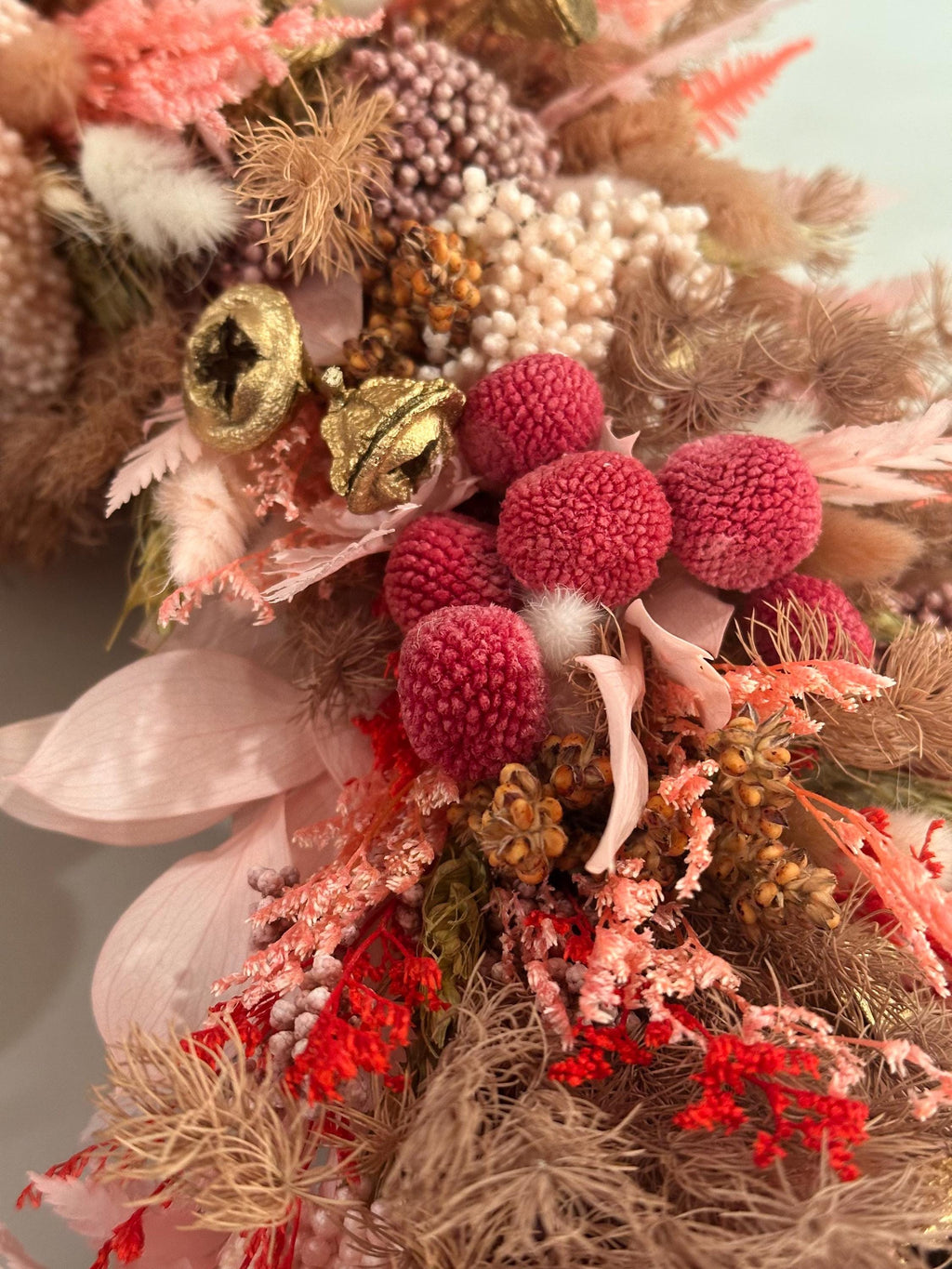 Blush Red Botanical Wreath – Handmade Front Door and Wall Decor