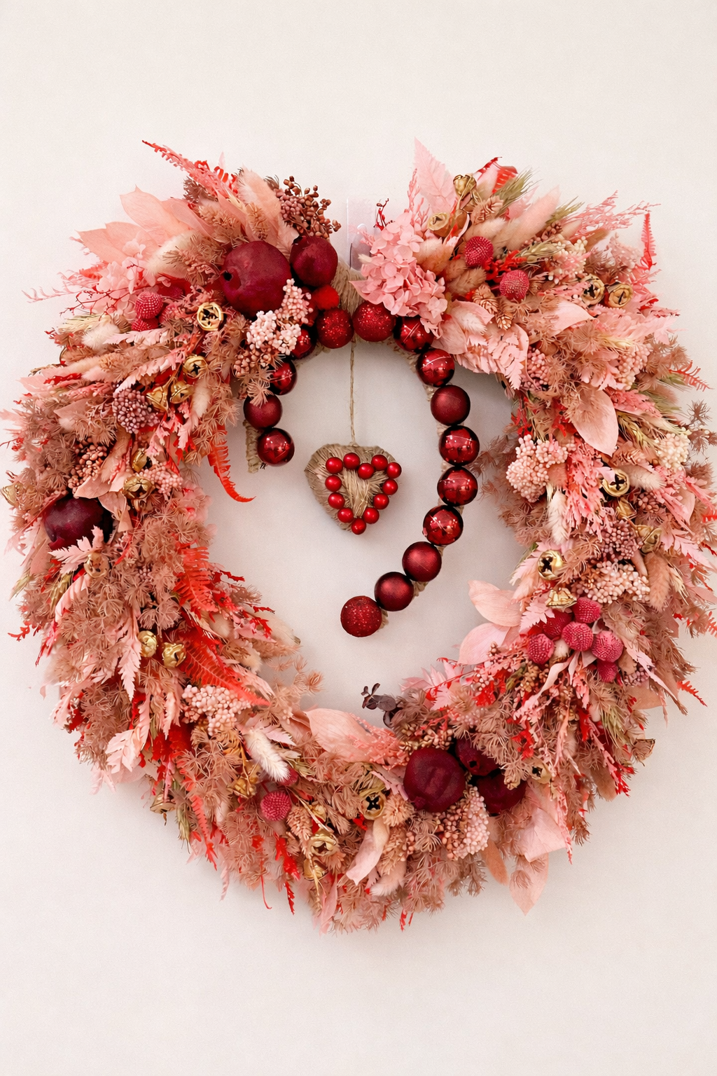 Blush Red Botanical Wreath – Handmade Front Door and Wall Decor