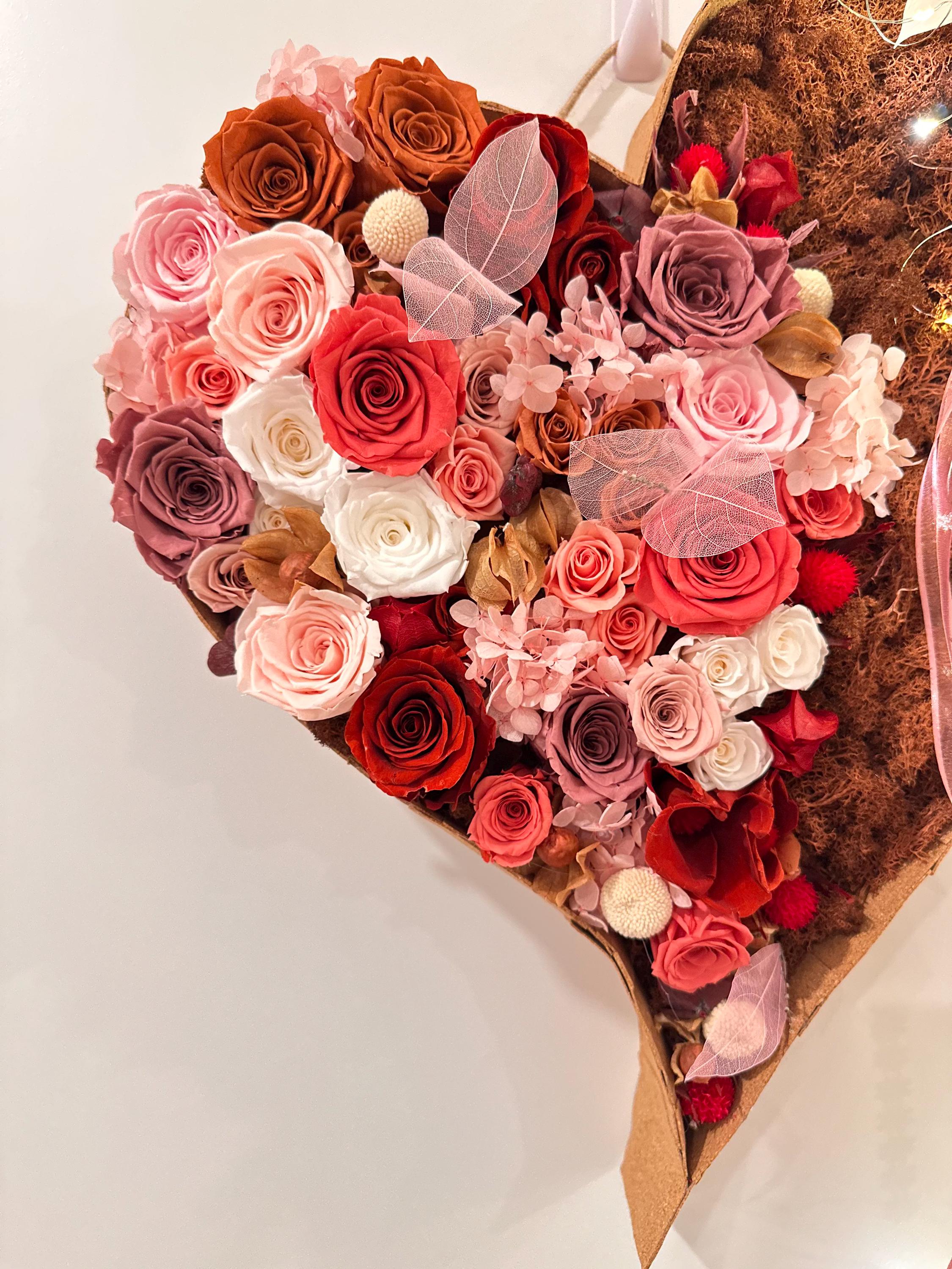 Preserved Rose Heart Wall Decor – Handmade Floral Heart