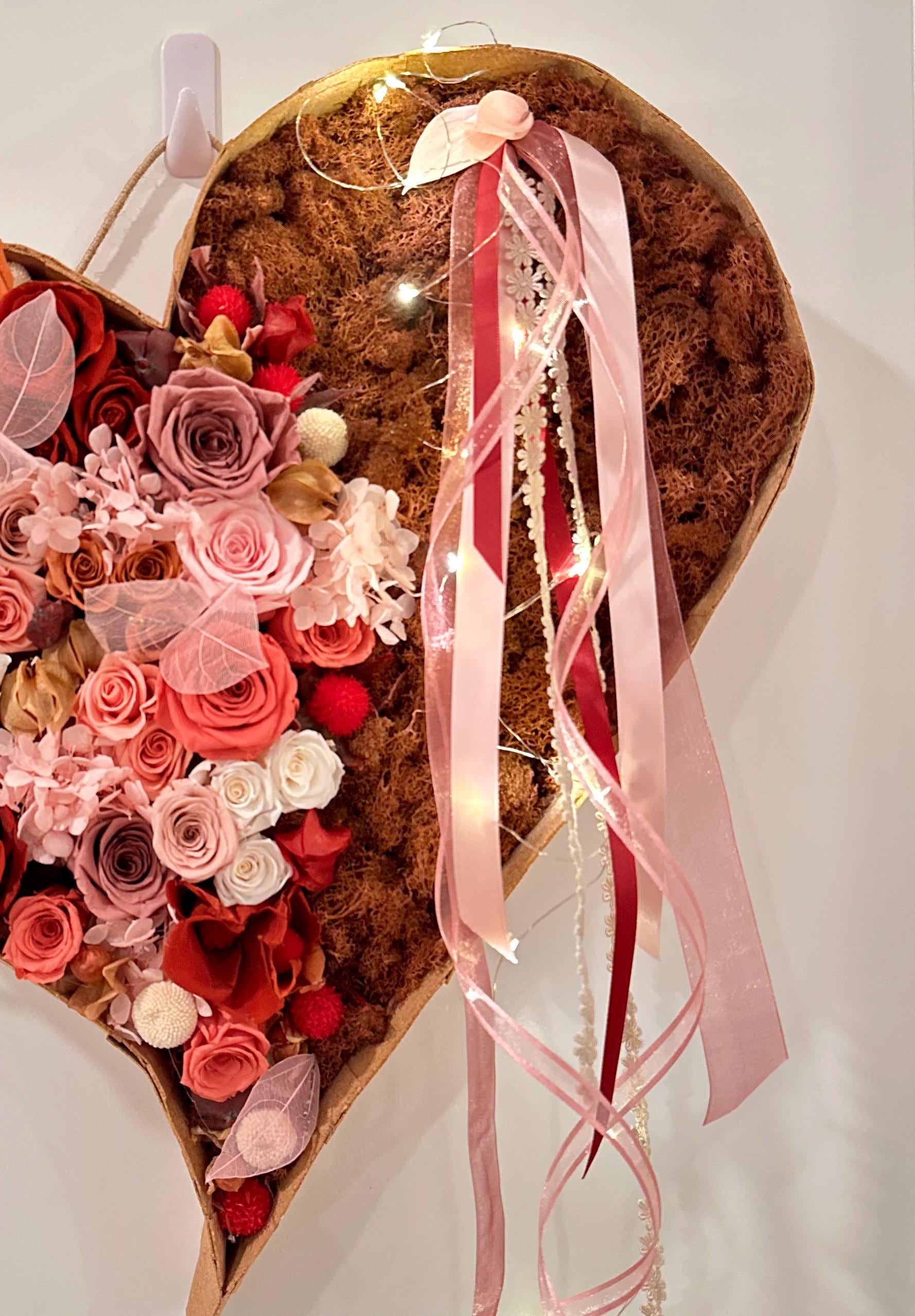 Preserved Rose Heart Wall Decor – Handmade Floral Heart