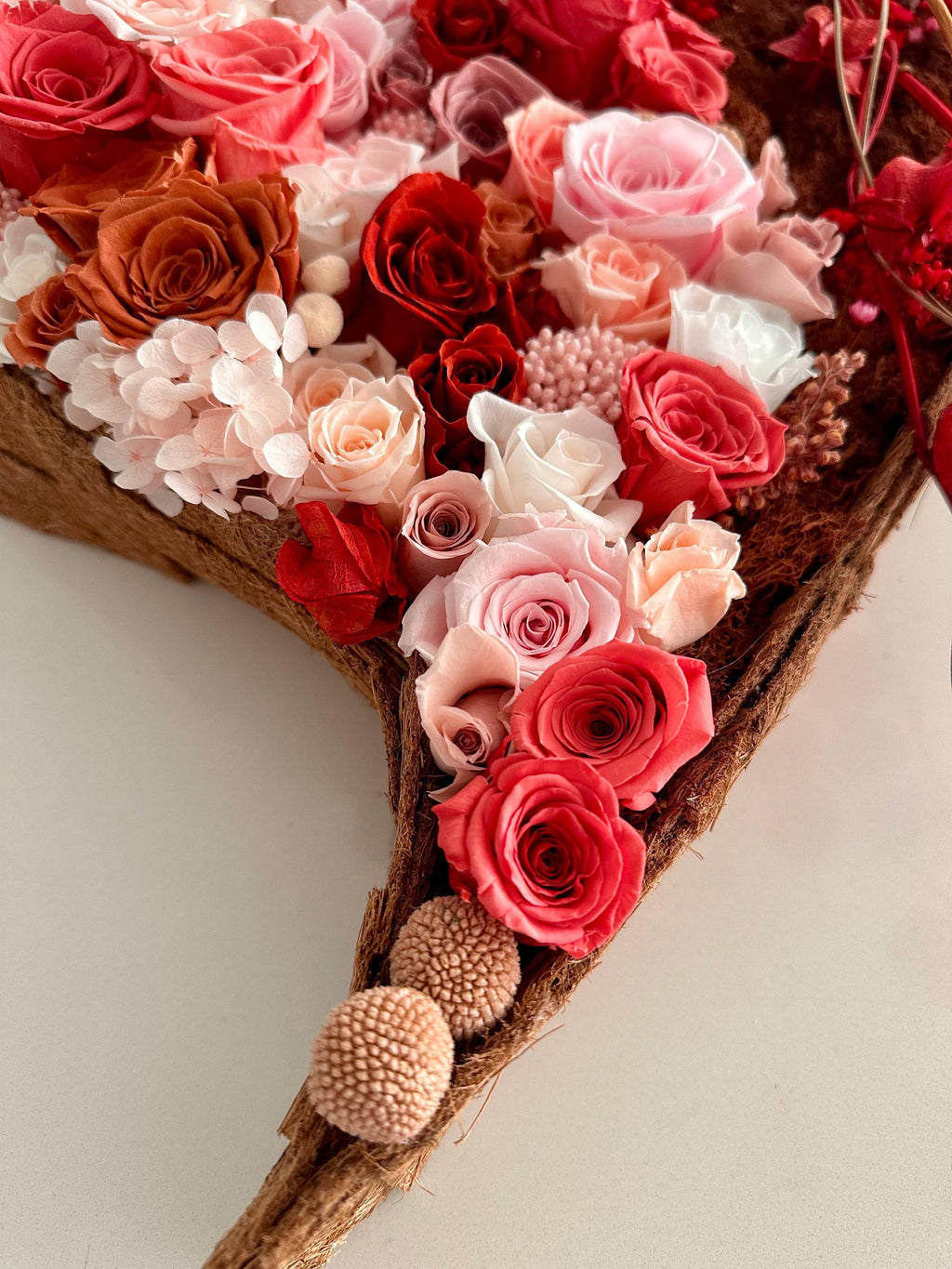 Preserved Rose Heart Wall Art – Handmade Floral Heart Decor