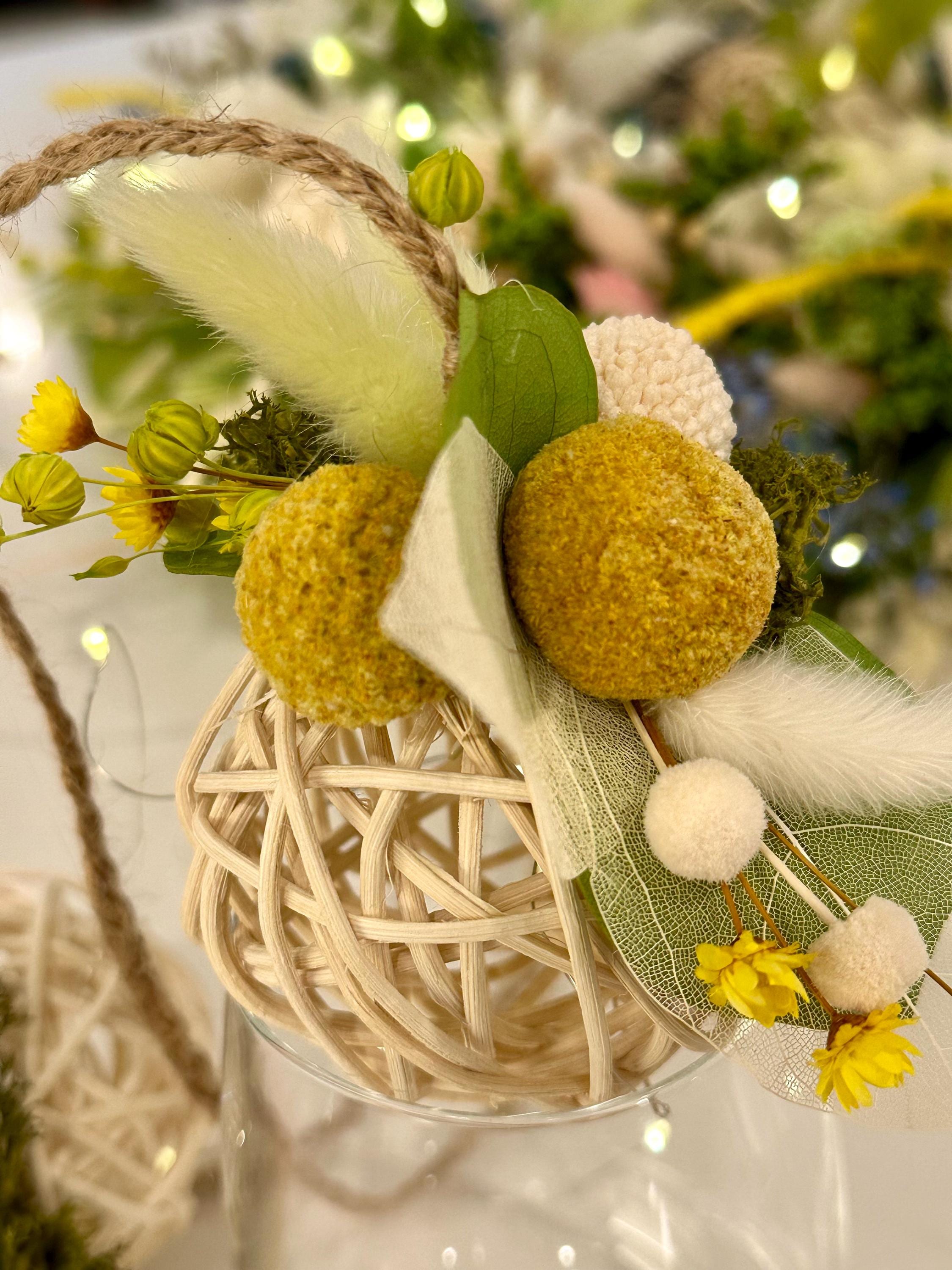Spring Dried Flower Wreath with Lights for Front Door