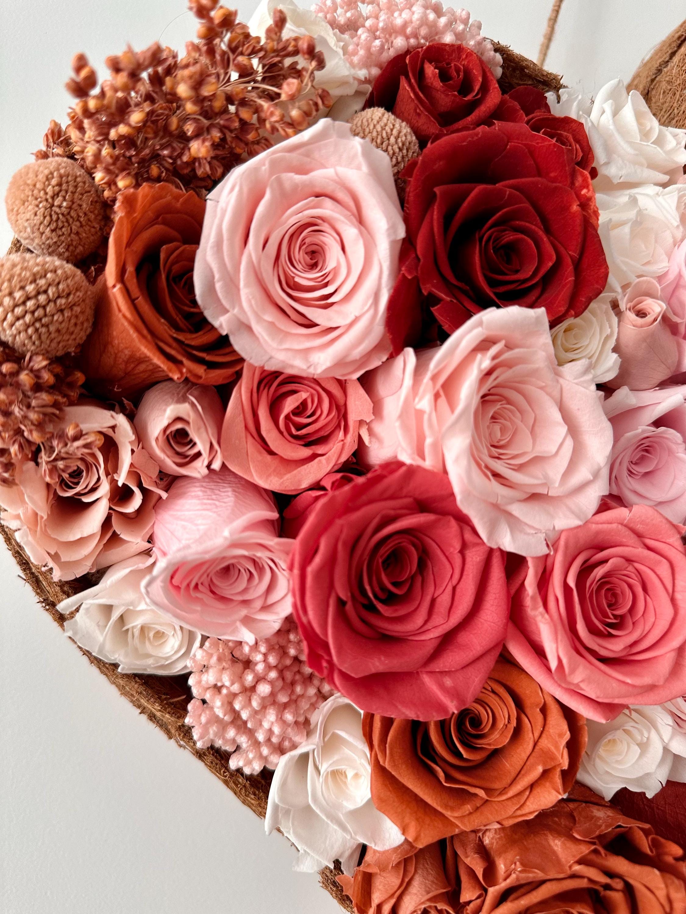 Preserved Rose Heart Wall Art – Handmade Floral Heart Decor