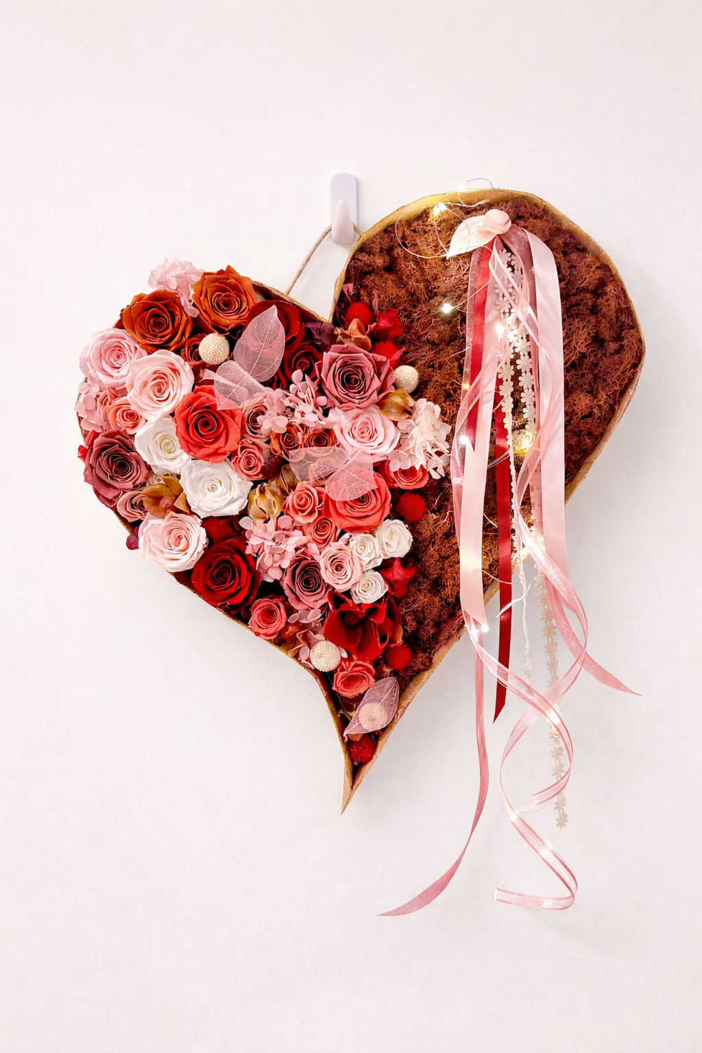 Preserved Rose Heart Wall Decor – Handmade Floral Heart
