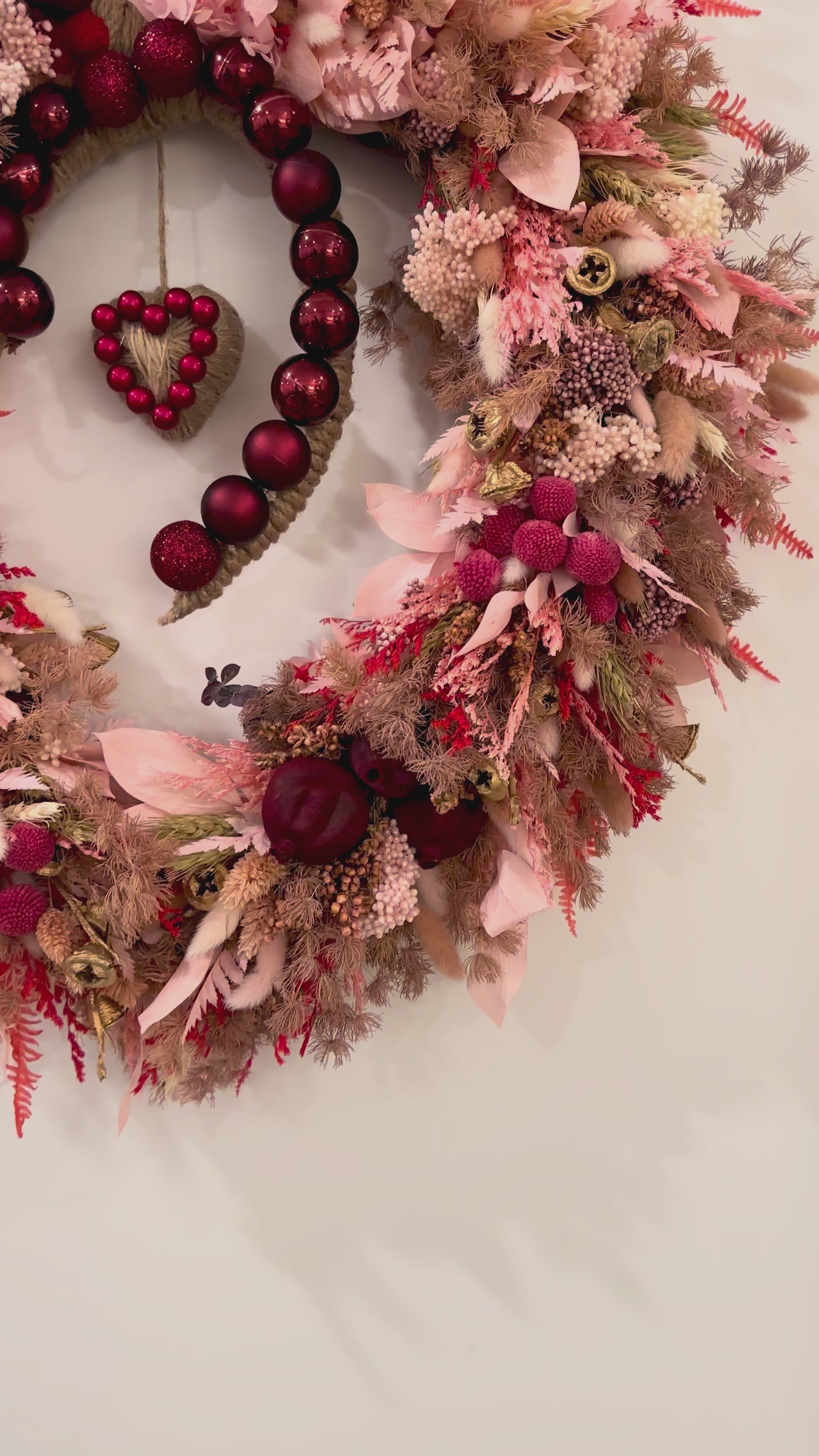 Blush Red Botanical Wreath – Handmade Front Door and Wall Decor